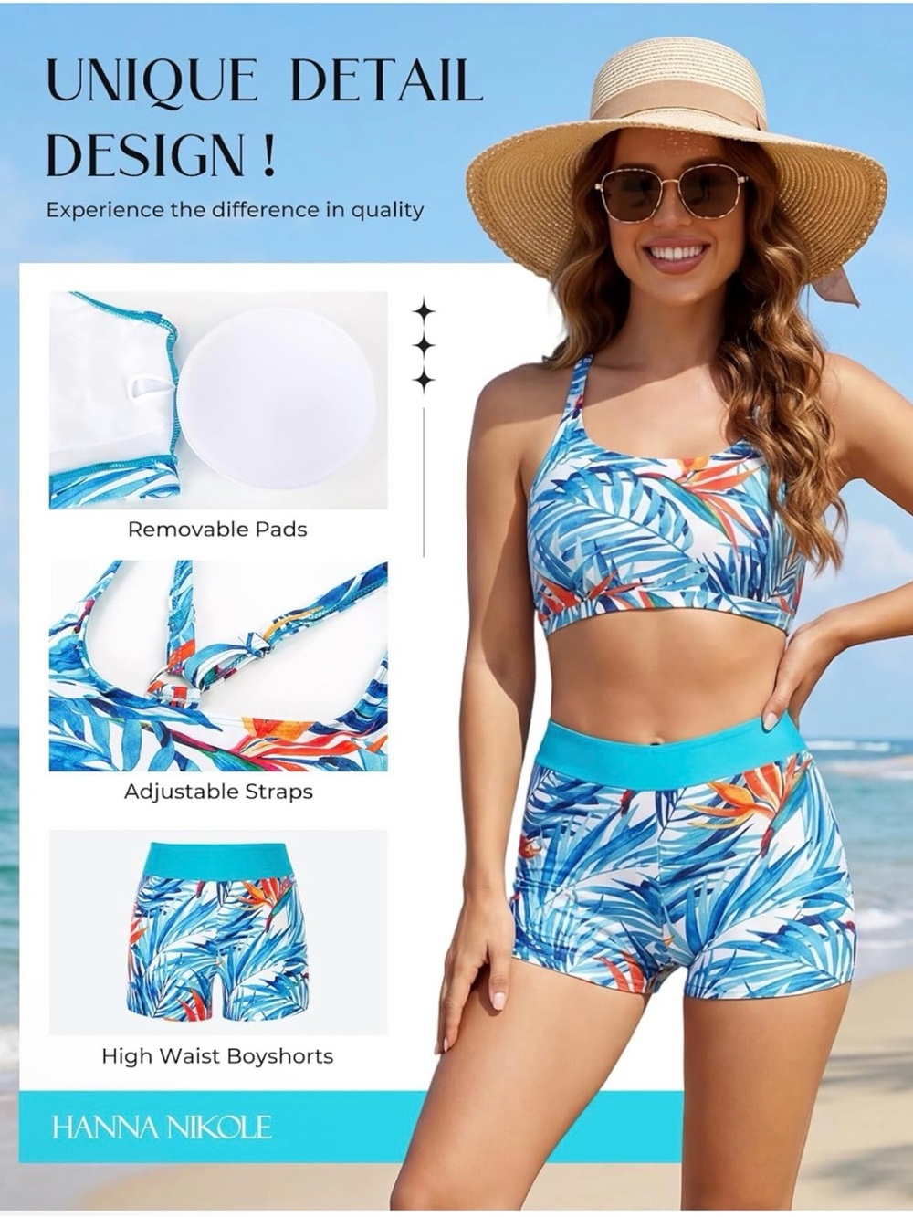 Hanna Nikole 2 Piece Tankinis Swimsuits for Women, Tummy Control Swim